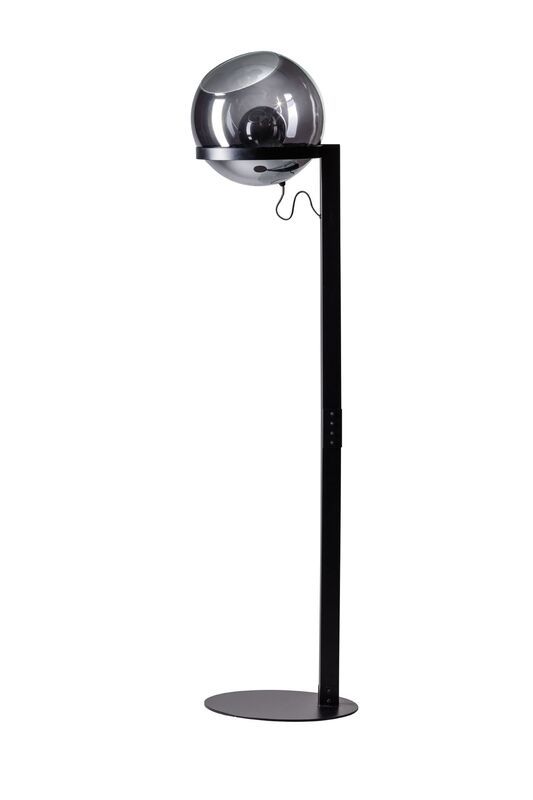 Borro vloerlamp m.zw./glas smoke H165xB35cm