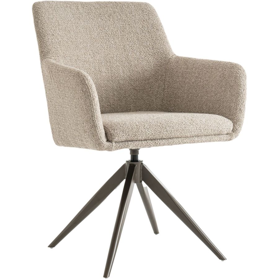 Eetkamerstoel Vinta beige metaal bruin